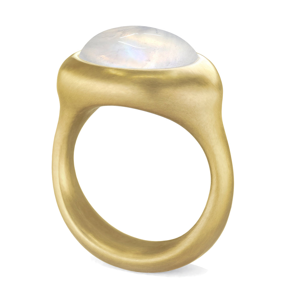 Lola Brooks Oval Blue Moonstone Gold Cast Ring