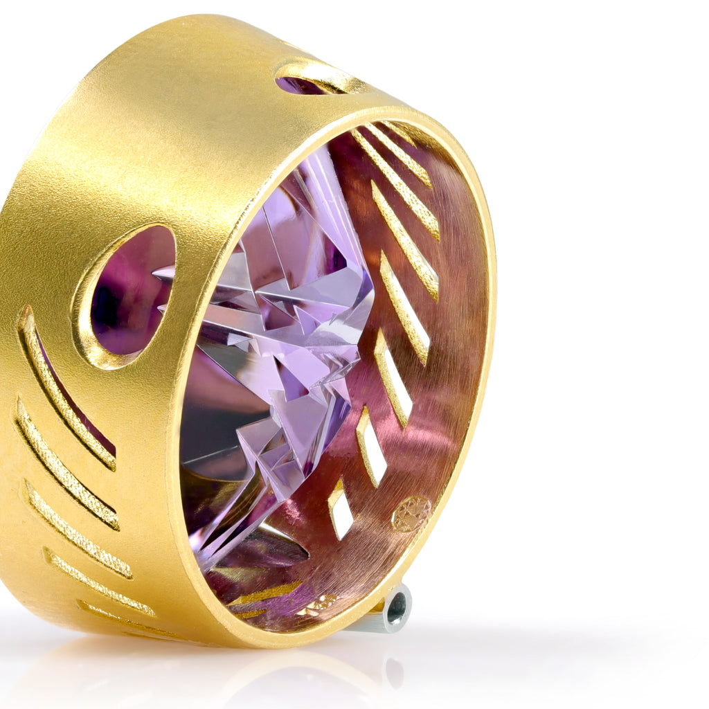 Atelier Munsteiner 18.70 Carat Amethyst Diamond Gold Platinum Pendant Necklace