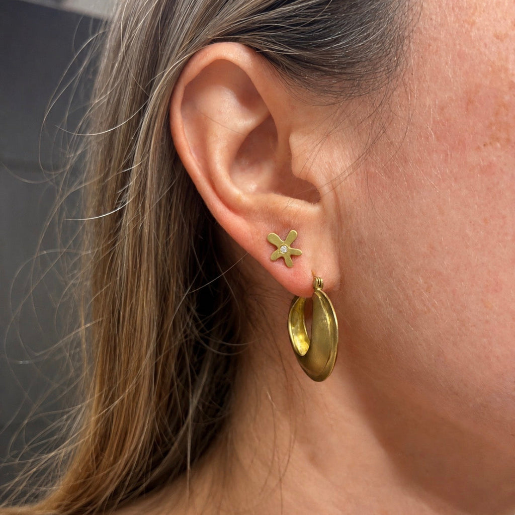 Lisa Ziff Seam Gold Hoop Earrings