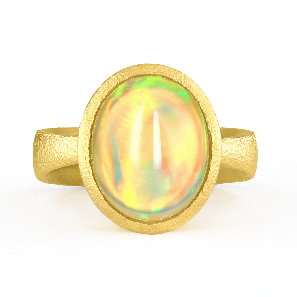 Devta Doolan One of a Kind Fine Mexican Crystal Opal Gold Ring