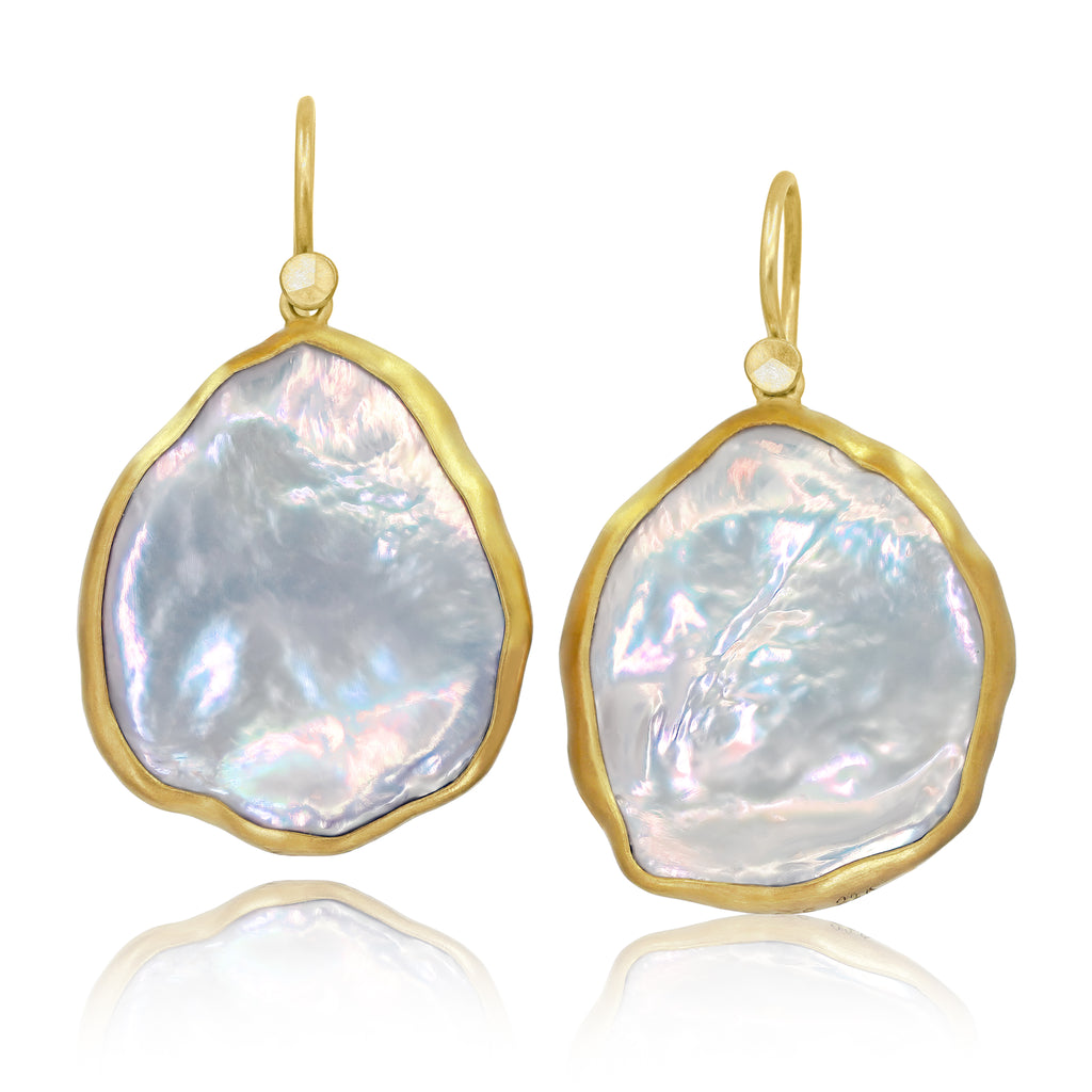 Lola Brooks Iridescent Baroque Cornflake Pearl Drop Earrings