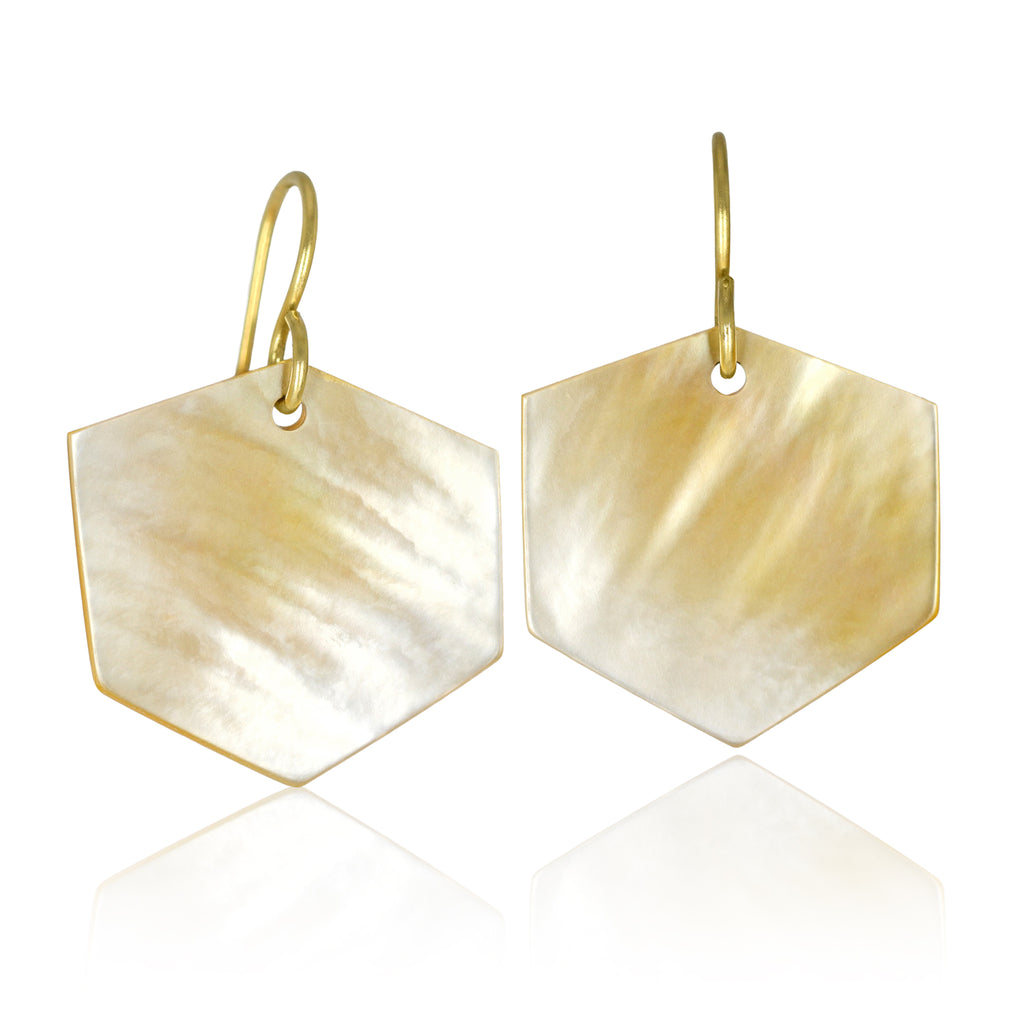 Devta Doolan Mother of Pearl Hexagonal Drop Earrings