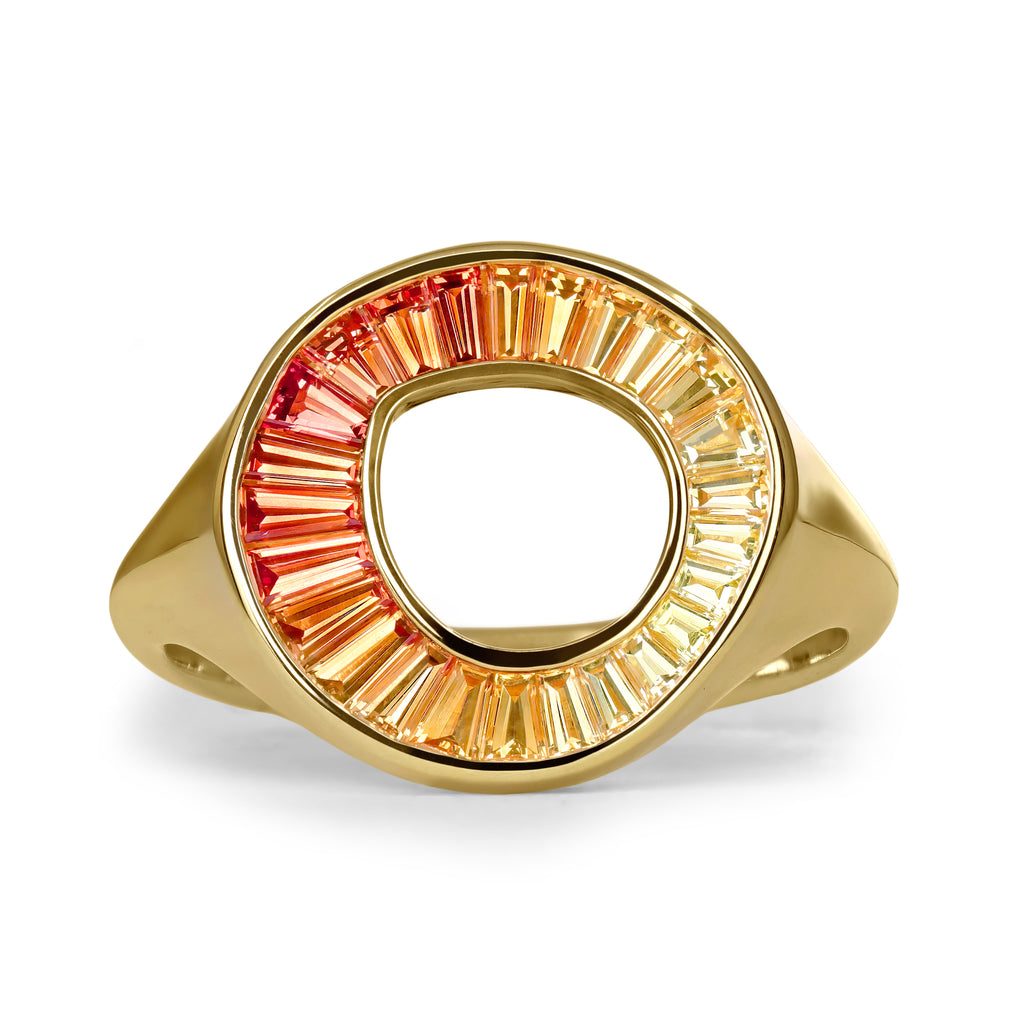 Artemer One of a Kind Custom Cut Ombre Sapphire Sunset Gold Sphere Ring