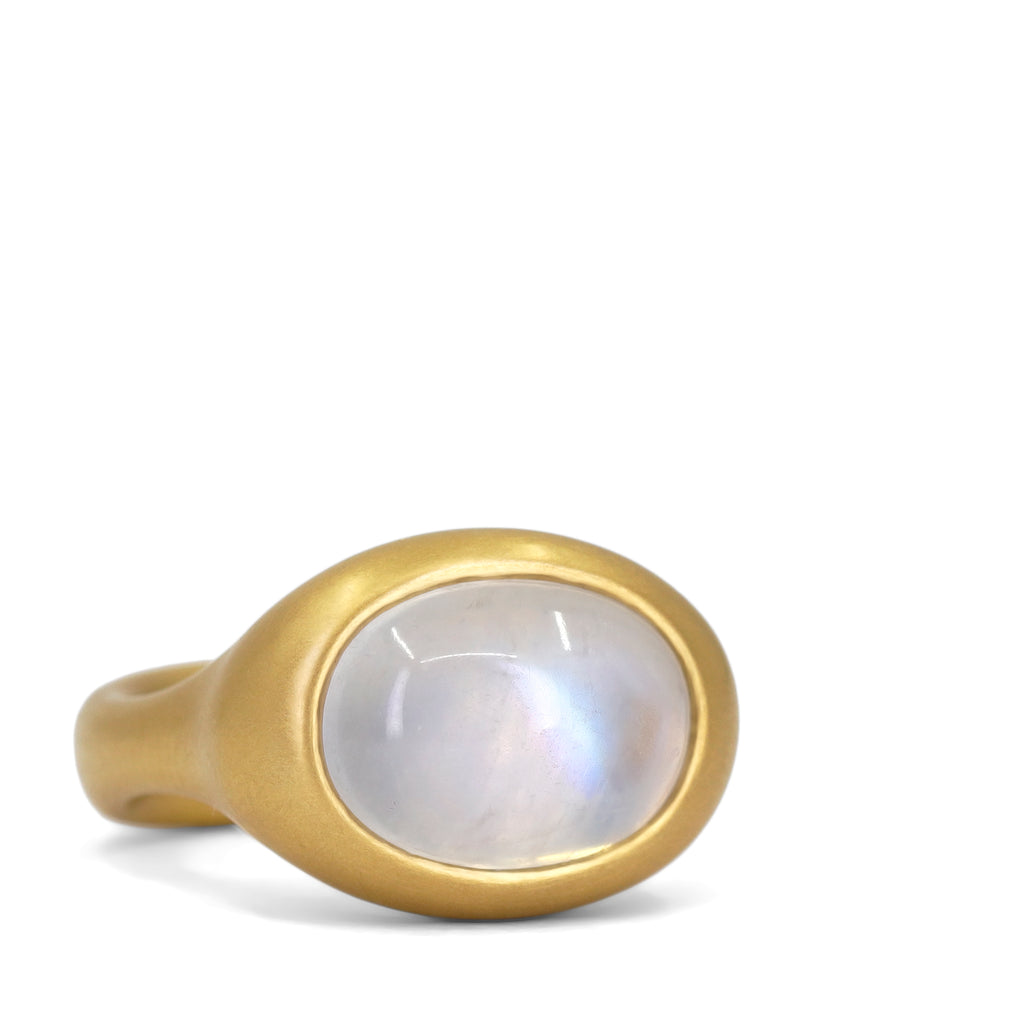 Lola Brooks Oval Blue Moonstone Gold Cast Ring