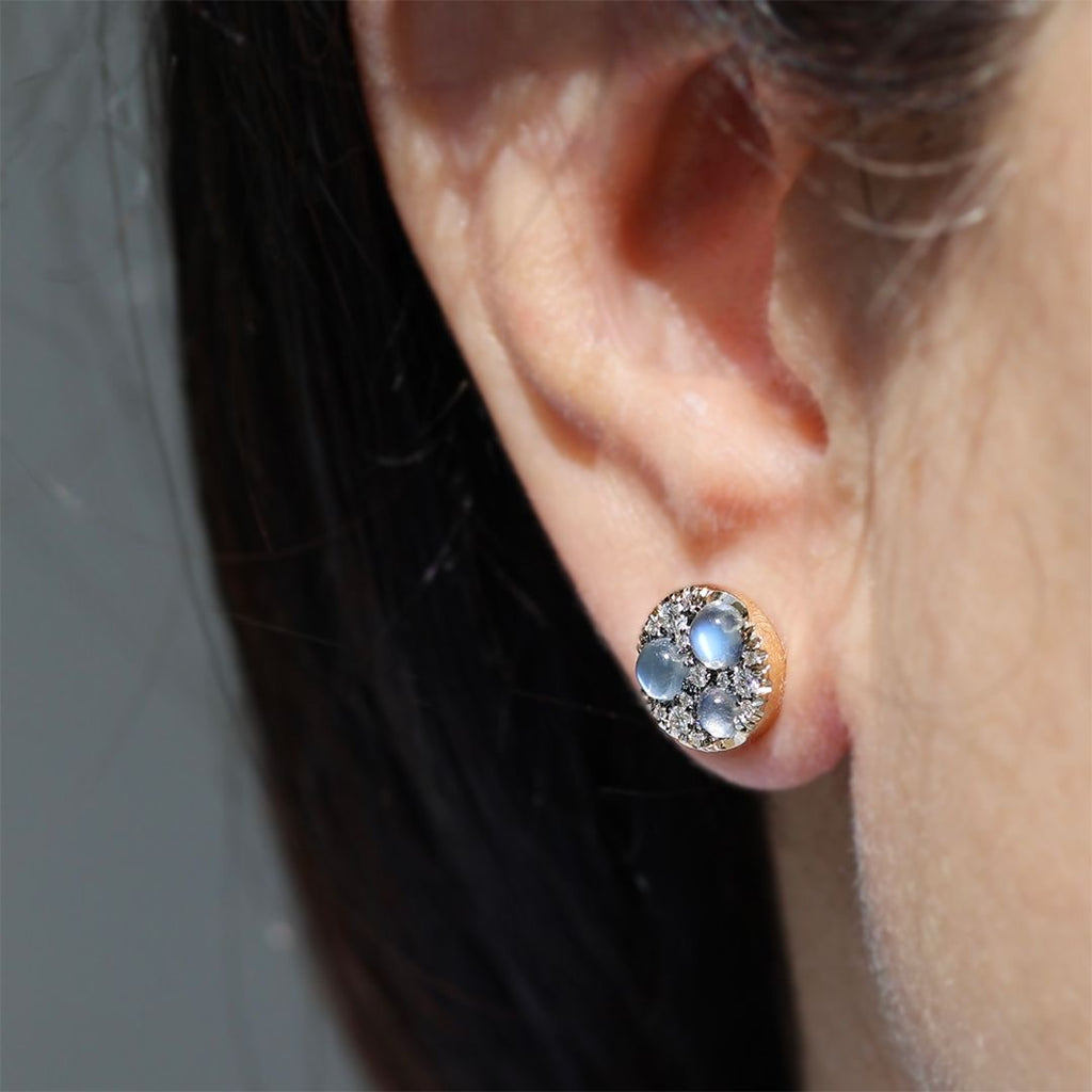 Joke Quick Moonstone White Diamond Starstruck Stud Earrings