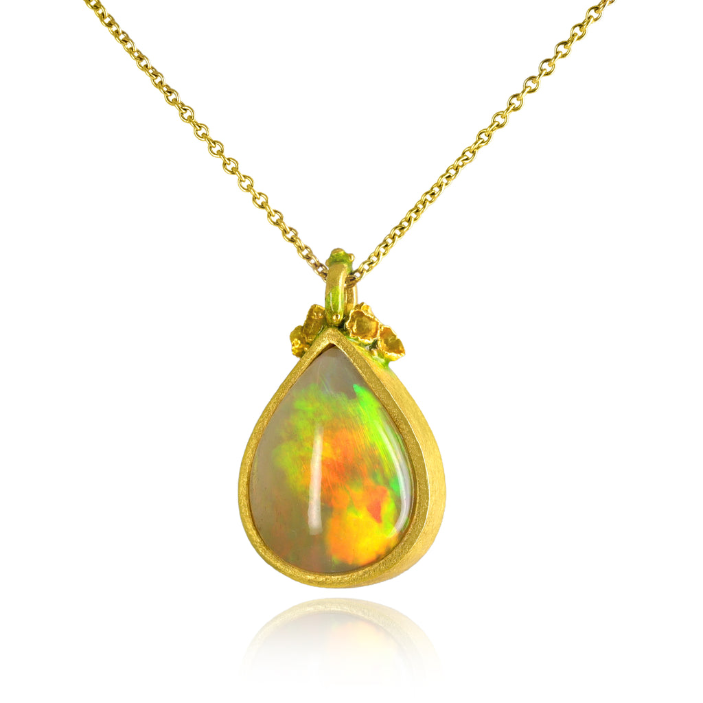 Eva Steinberg Ethiopian Opal Gold Teardrop Pendant Necklace
