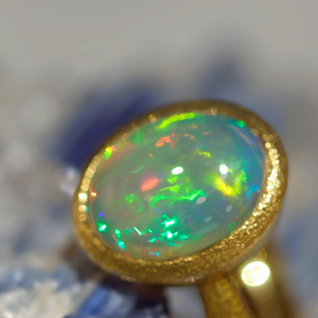 Devta Doolan One of a Kind Fine Mexican Crystal Opal Gold Ring