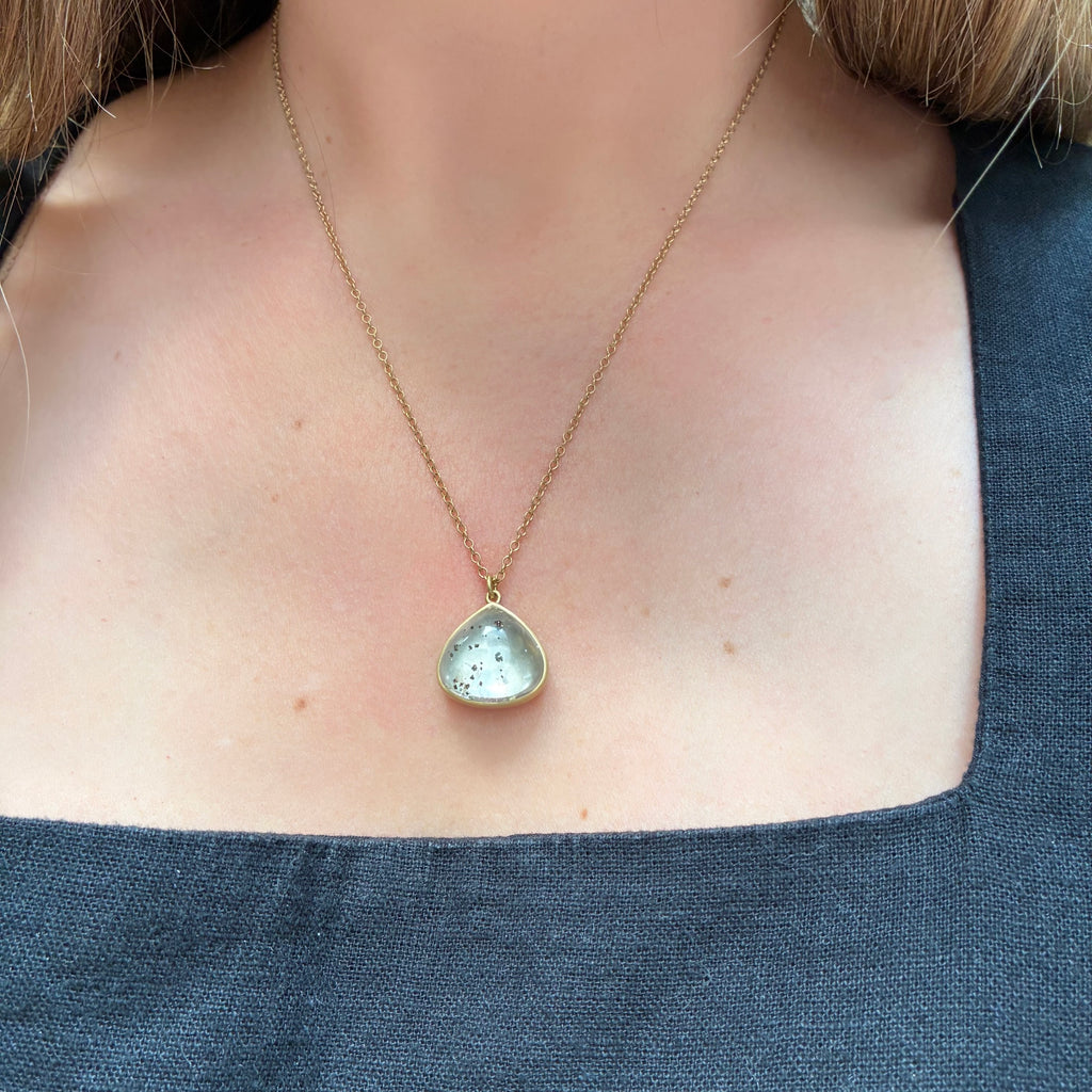 Lola Brooks Pyrite in Quartz Gold Teardrop Necklace