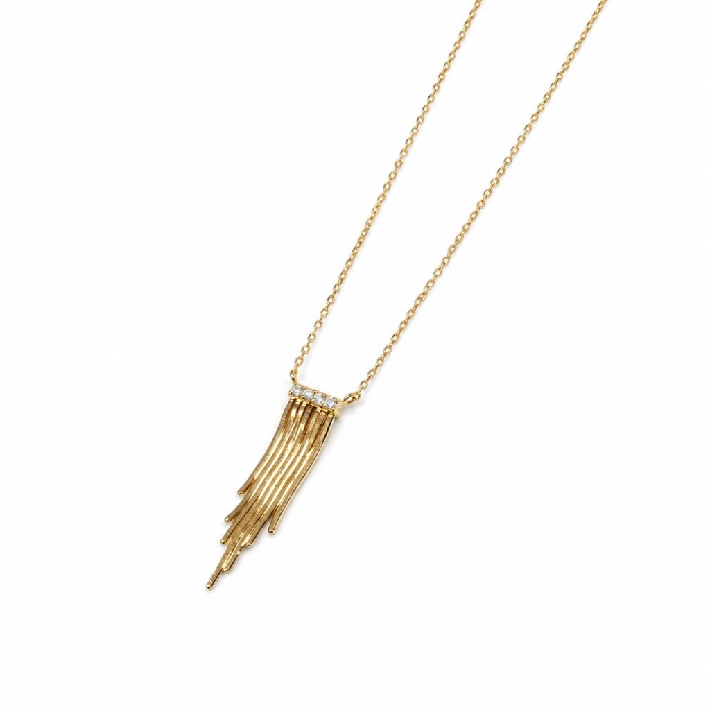 Talkative Diamond Gold Fringe Necklace