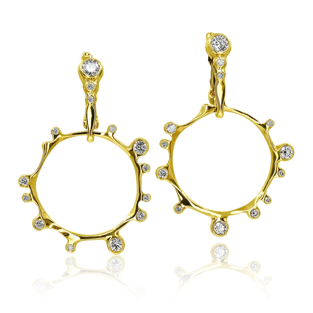 Audrius Krulis Diamond Gold Detachable Hoop Drop Earrings
