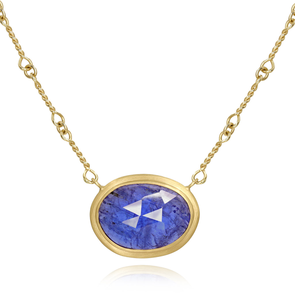 Talkative One of a Kind Tanzanite Oval Gold Pendant Necklace