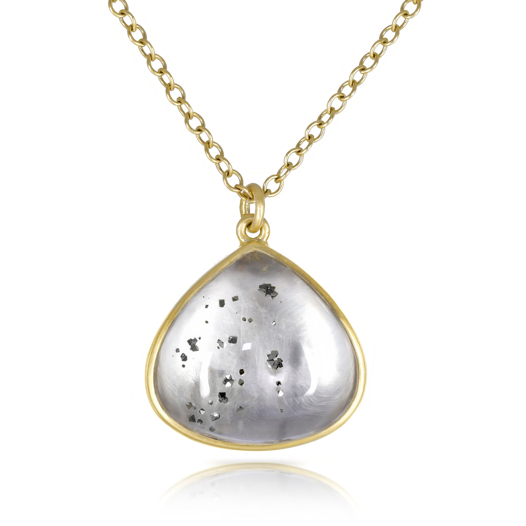 Lola Brooks Pyrite in Quartz Gold Teardrop Necklace
