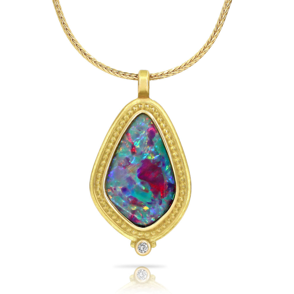 Barbara Heinrich Australian Opal Pendant One of a Kind Gold Necklace