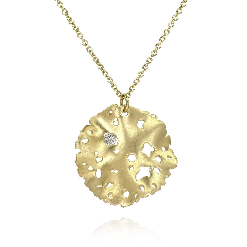 Branch Shadow Ruffle Diamond Yellow Gold Necklace