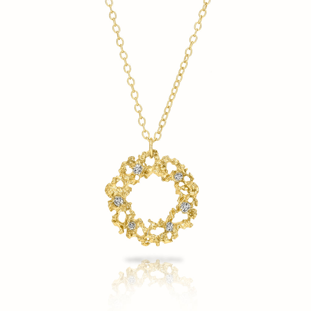 Branch Diamond Gold Ring of Fire Necklace