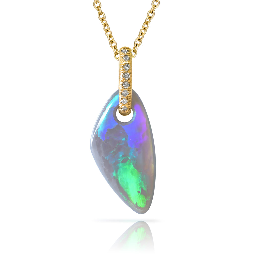 Just Jules Australian Opal Diamond Bail Gold Pendant