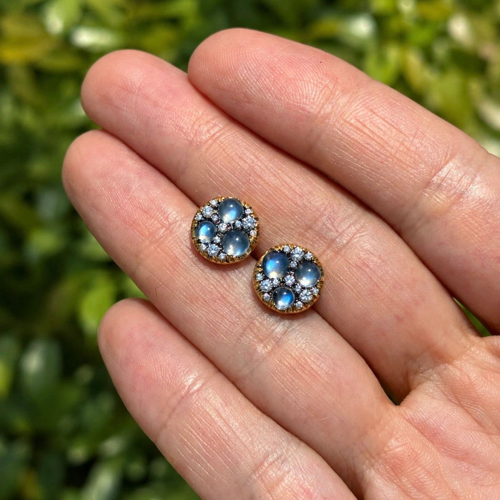 Joke Quick Moonstone White Diamond Starstruck Stud Earrings