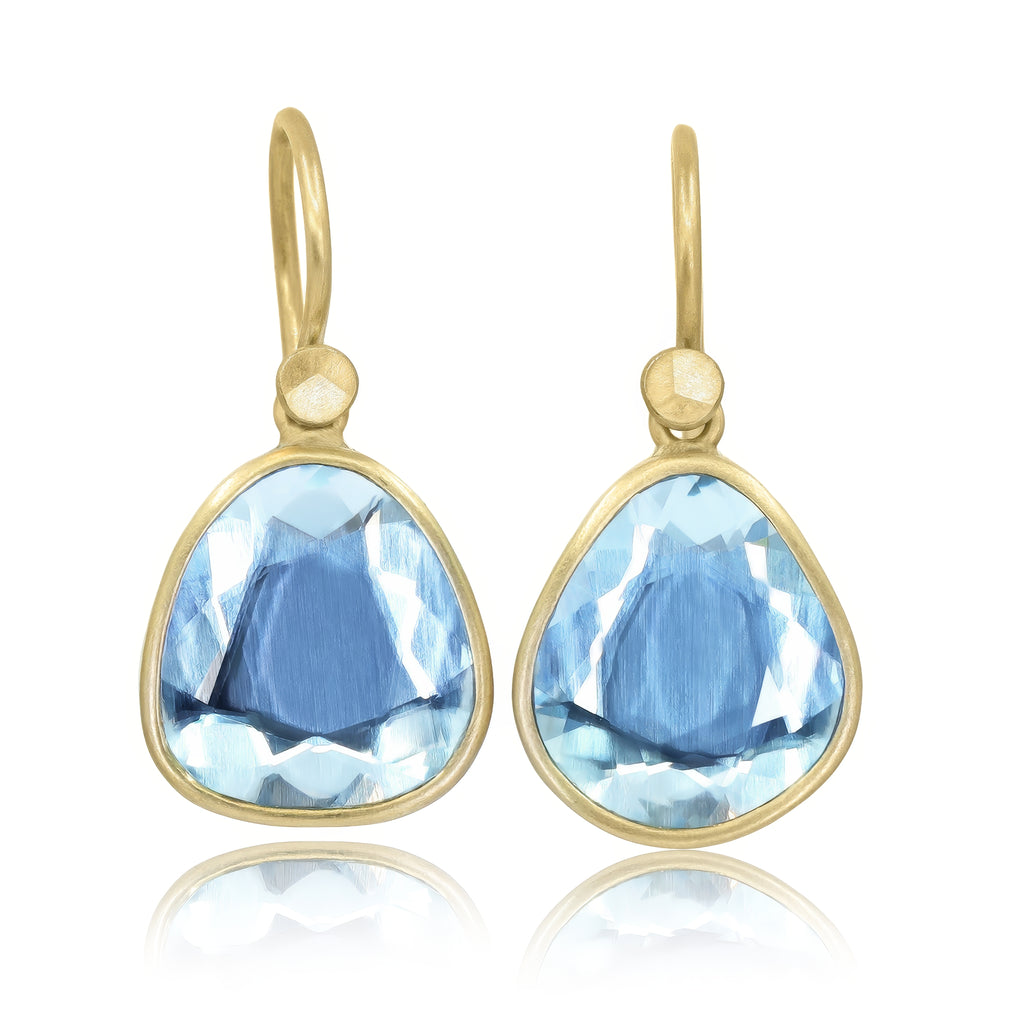 Lola Brooks Aquamarine Gold Sequin Pebble Drop Earrings