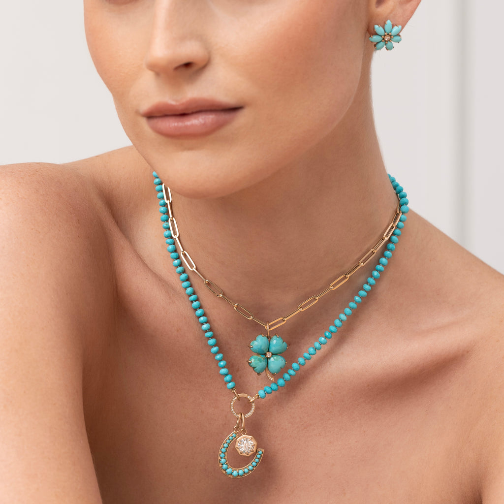 Liza Beth Turquoise Gold Horseshoe Charm