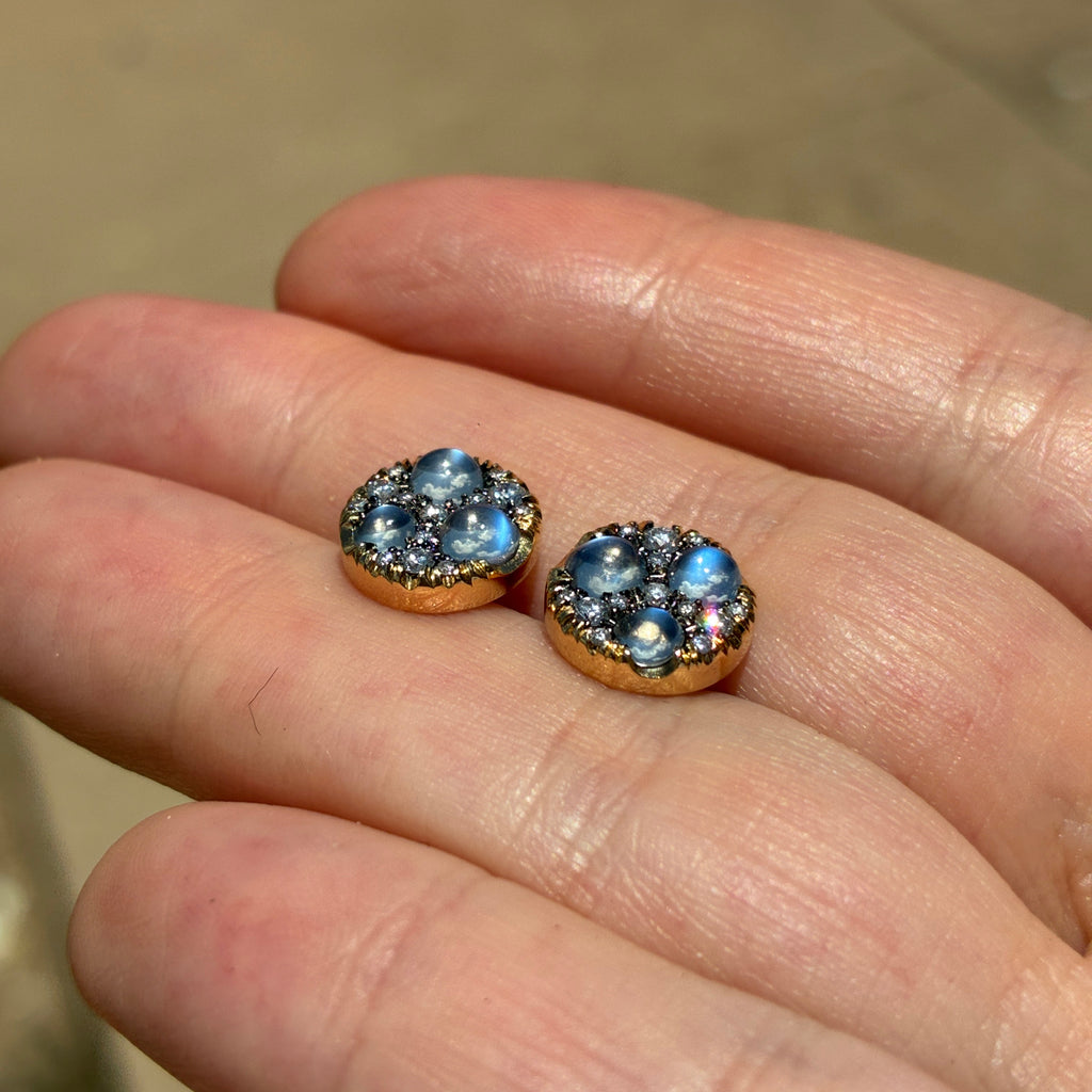 Joke Quick Moonstone White Diamond Starstruck Stud Earrings