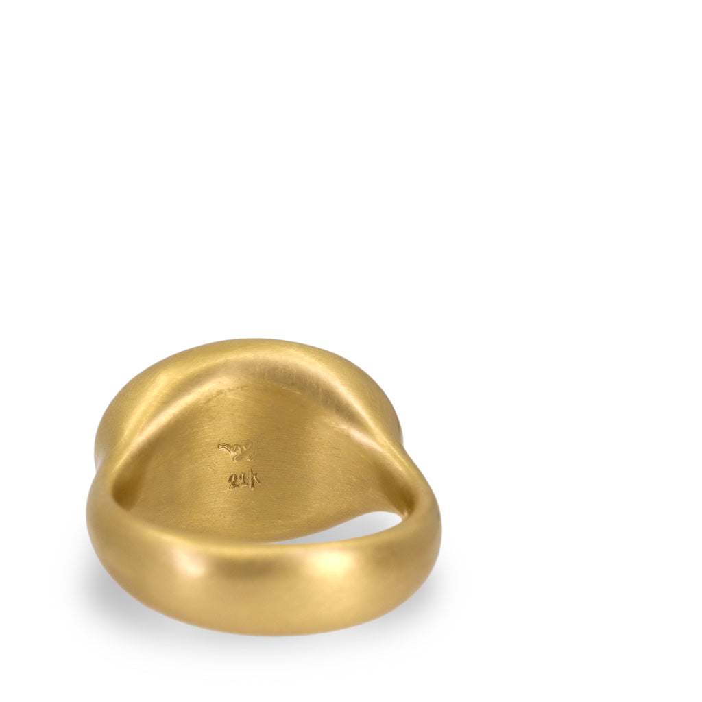 Lola Brooks Oval Blue Moonstone Gold Cast Ring