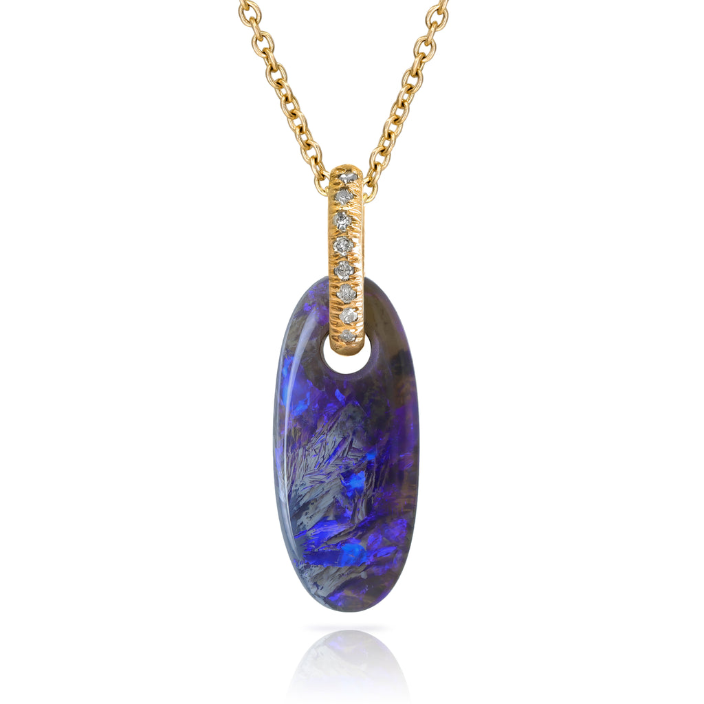 Just Jules Australian Opal Diamond Bail Gold Pendant