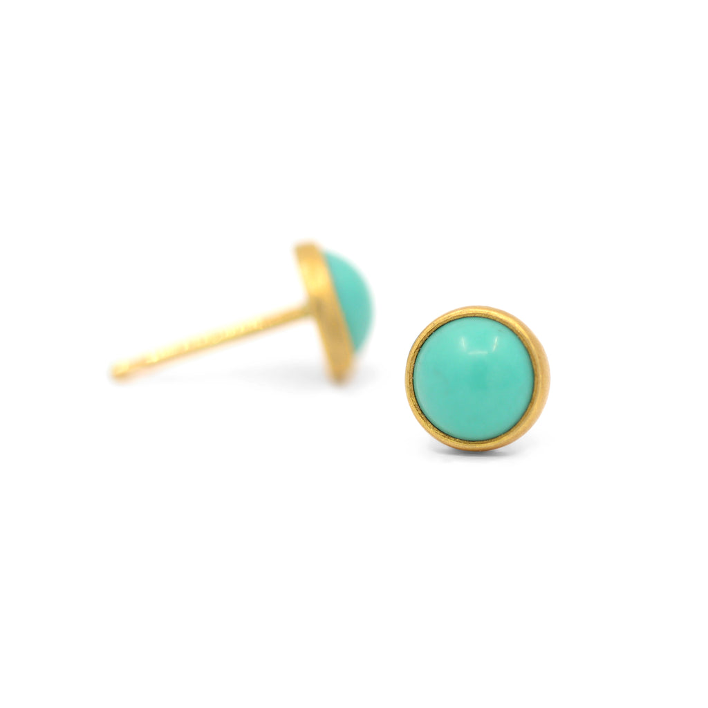 Lola Brooks Tibetan Turquoise Gold Stud Earrings