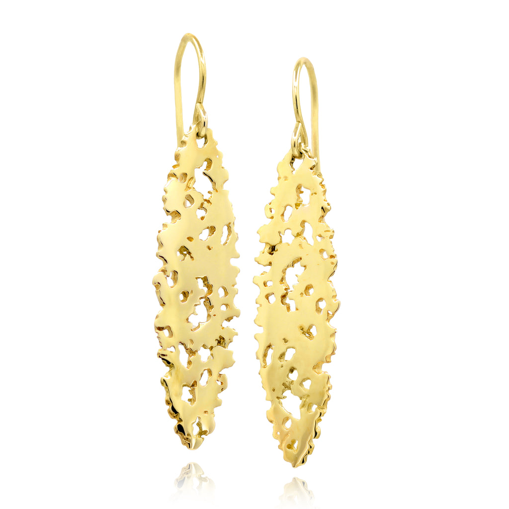Branch Gold Shadow Ellipse Dangle Earrings