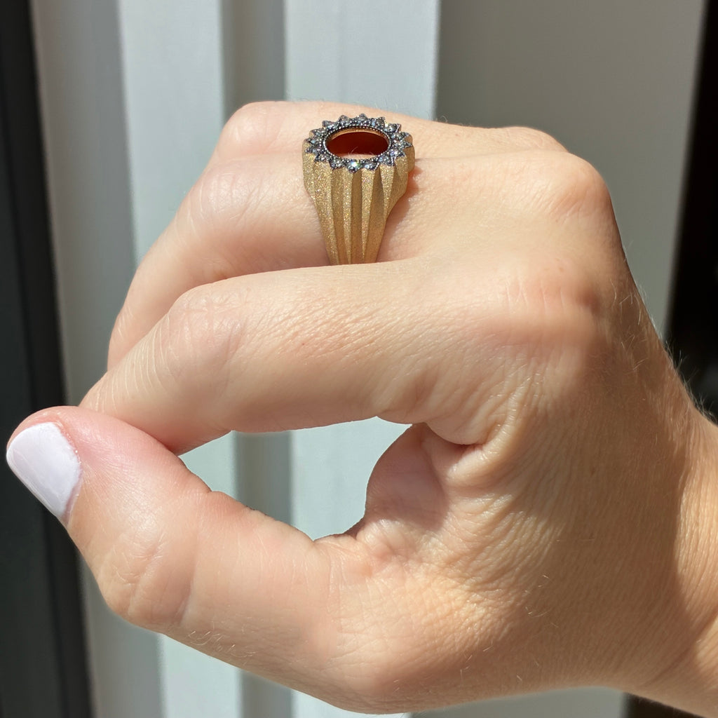 Nada Ghazal Champagne Diamond Gold Open Power of Light Lotus Ring