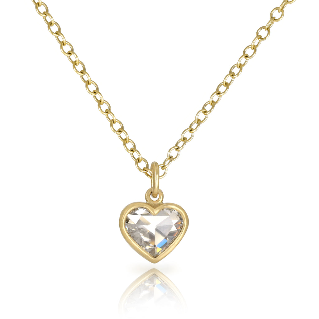 Lola Brooks Faceted Rose-cut White Diamond Sweetheart Necklace