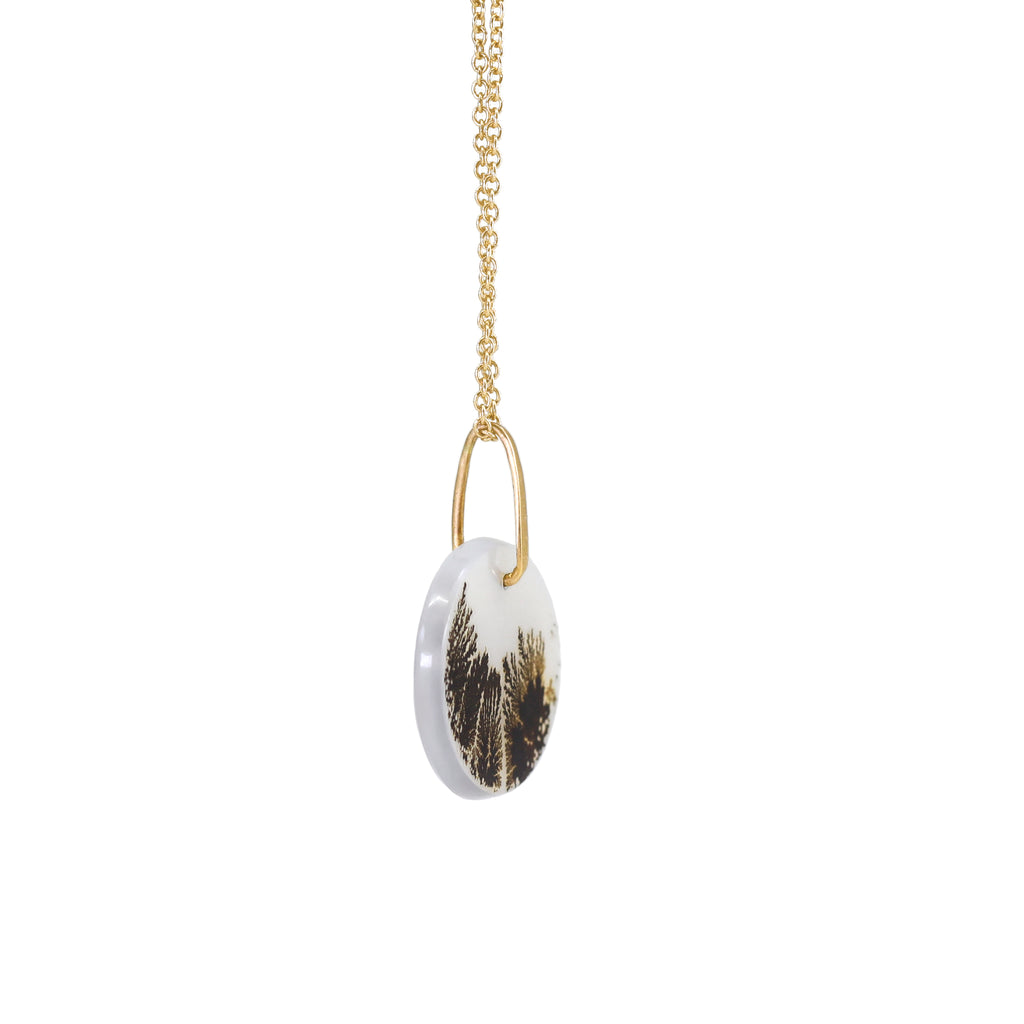 Dana Kellin Oval Dendritic Agate Pendant Gold Necklace