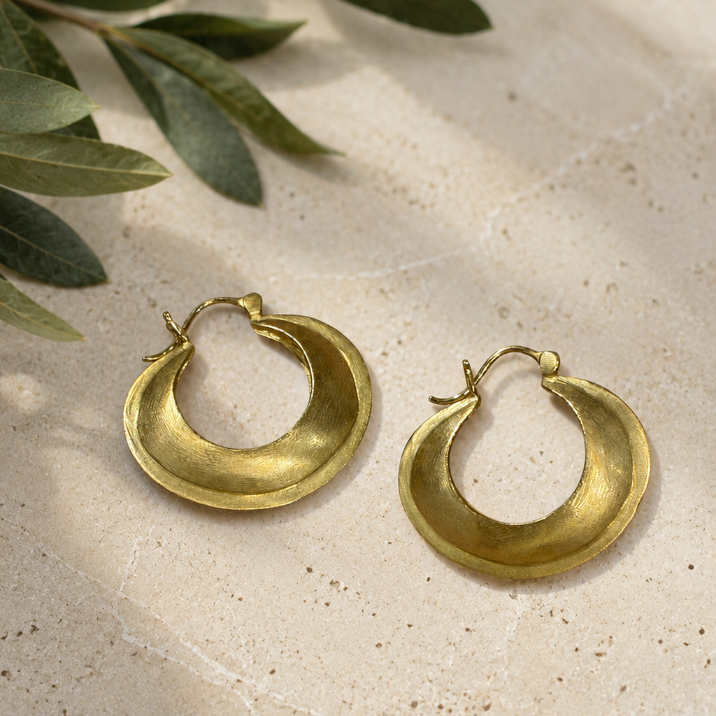 Lisa Ziff Seam Gold Hoop Earrings
