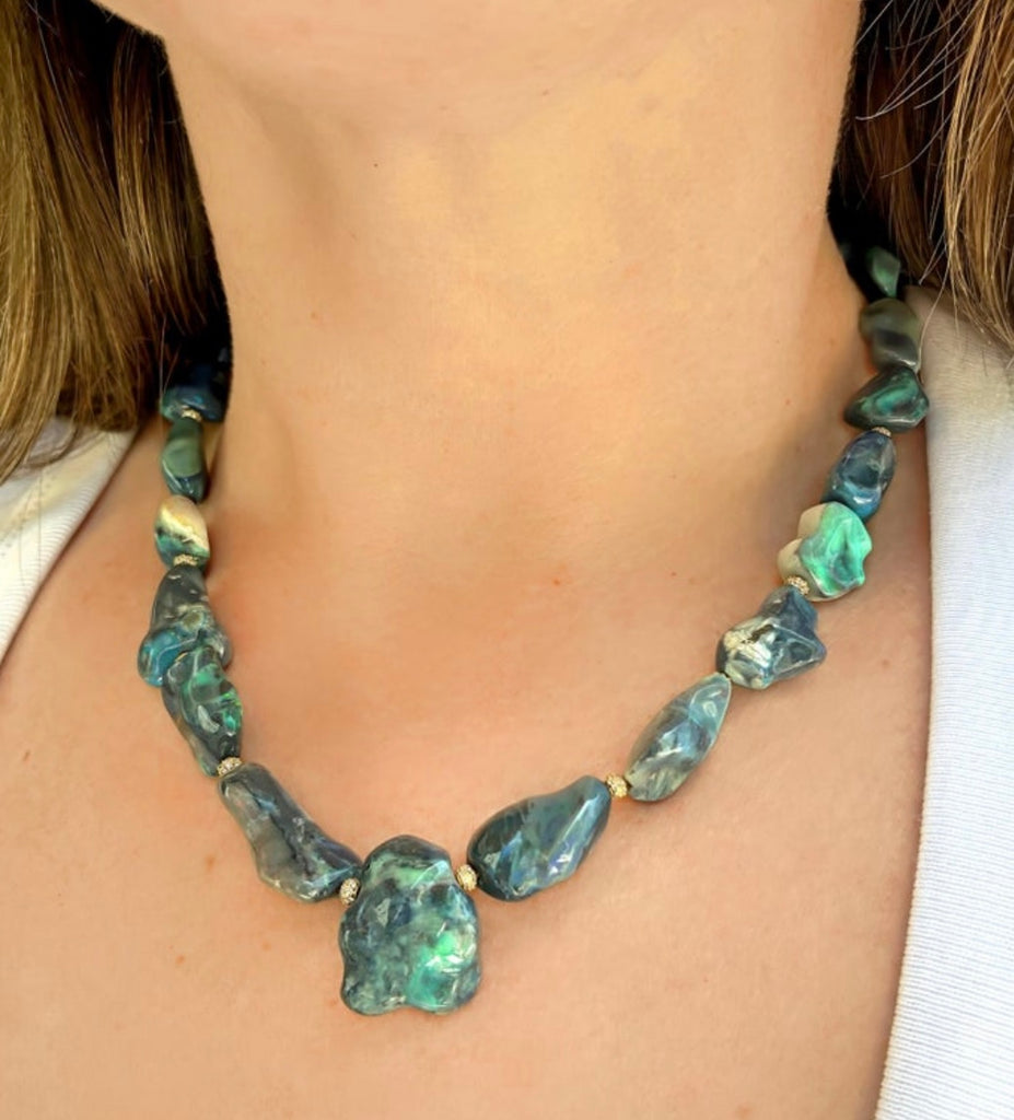 Just Jules Boulder Opal Diamond Gold One-of-a-Kind Necklace