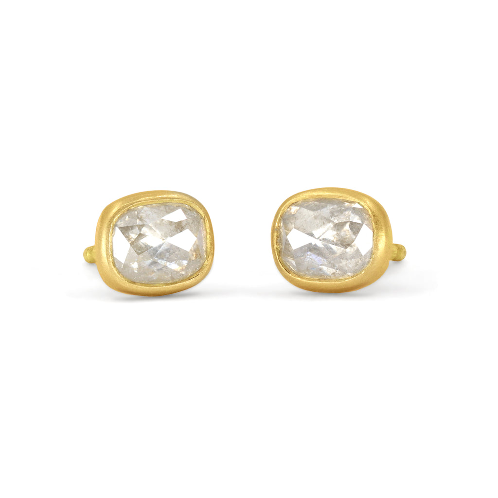 Lola Brooks Icy Cushion Diamond Gold Stud Earrings