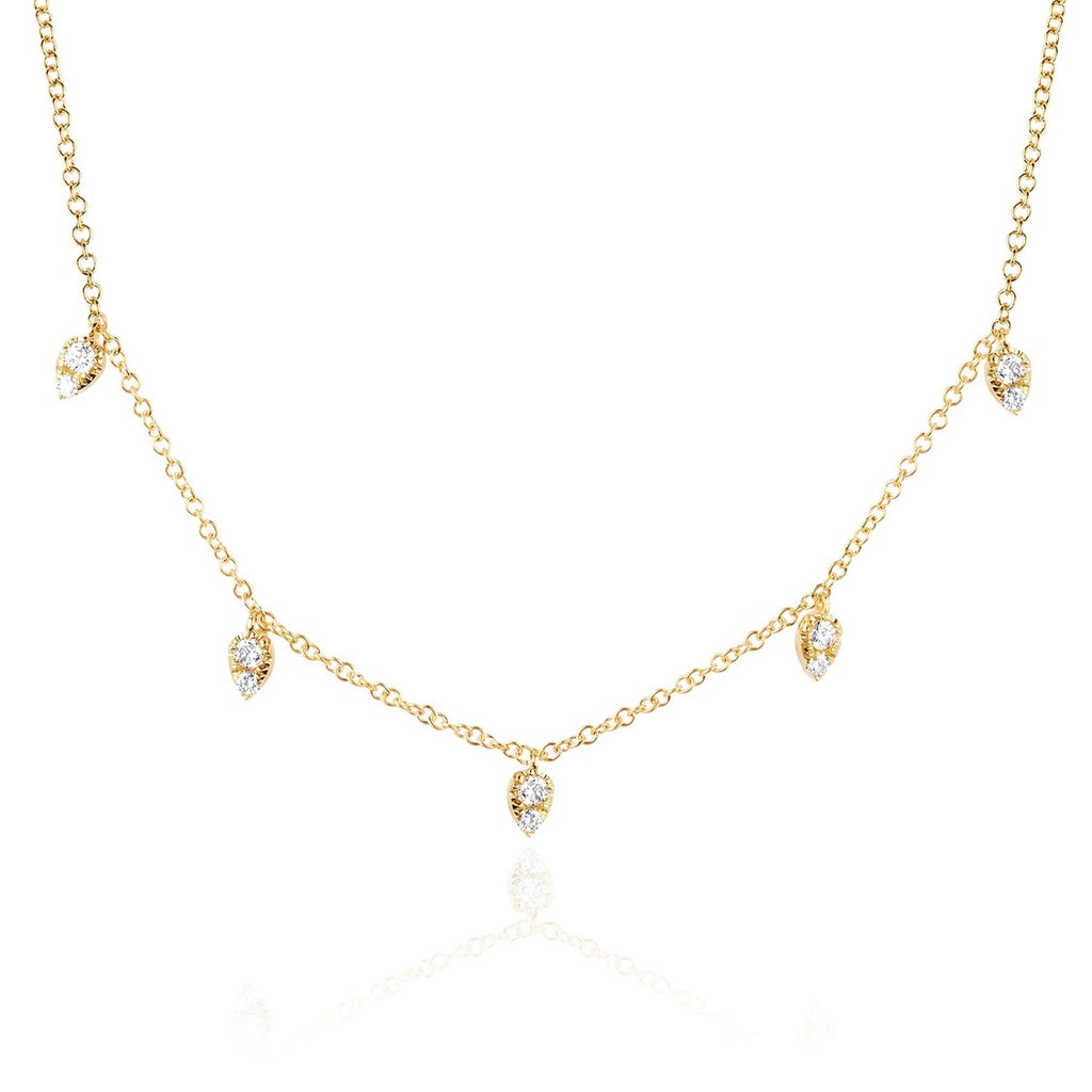 Diamond Teardrop Gold Choker Necklace