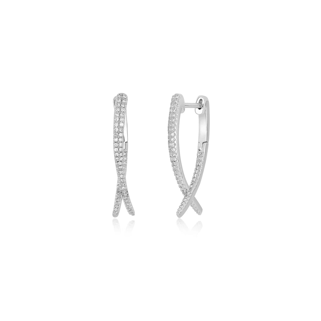 Diamond Loop Hoop Gold Earrings
