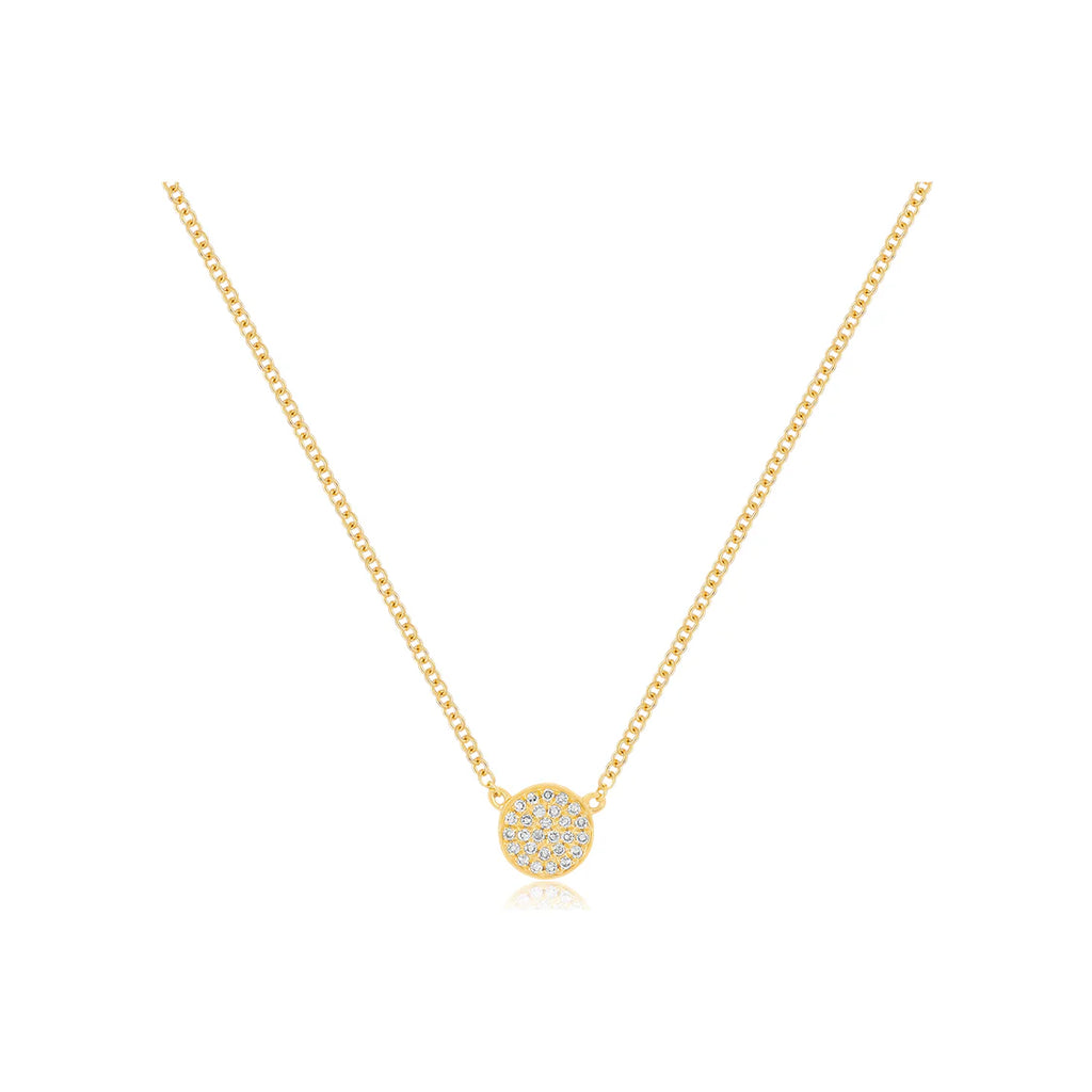 Diamond Mini Disc Gold Necklace