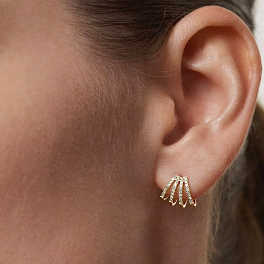 Diamond Multi Huggie Yellow Gold Earrings