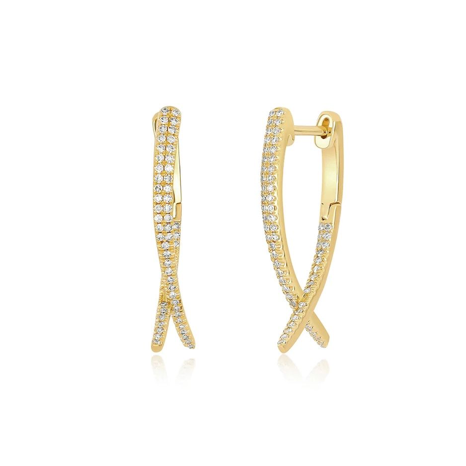 Diamond Loop Hoop Gold Earrings