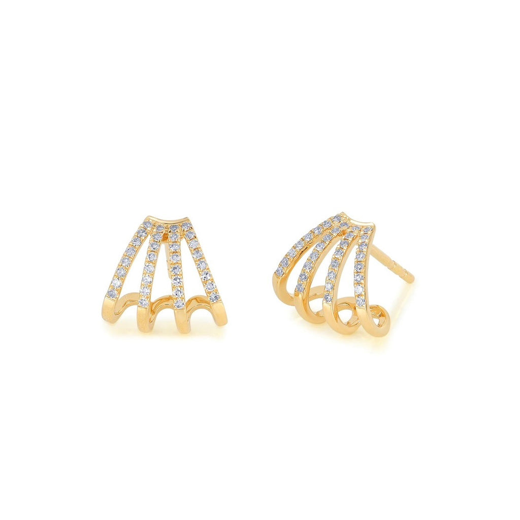 Diamond Multi Huggie Yellow Gold Earrings