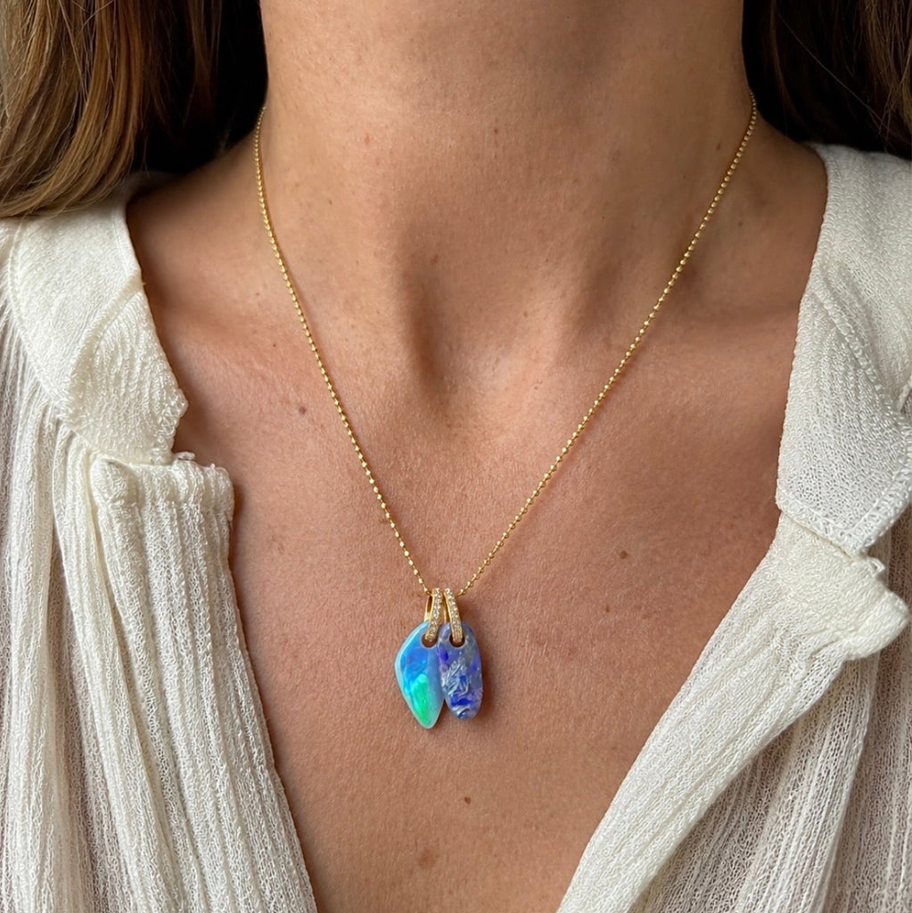 Just Jules Australian Opal Diamond Bail Gold Pendant