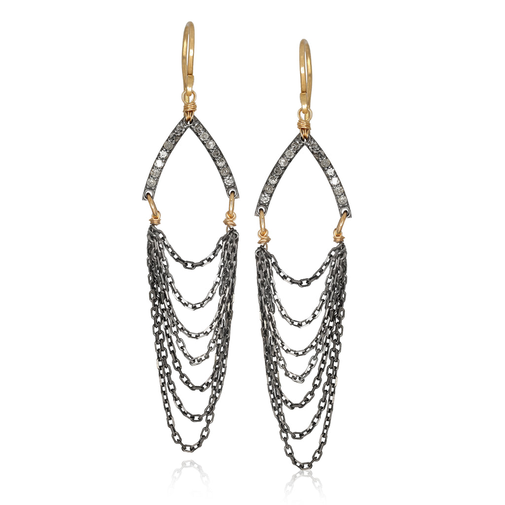 Dana Kellin Diamond Apex Chain Drop Gold Dangle Earrings