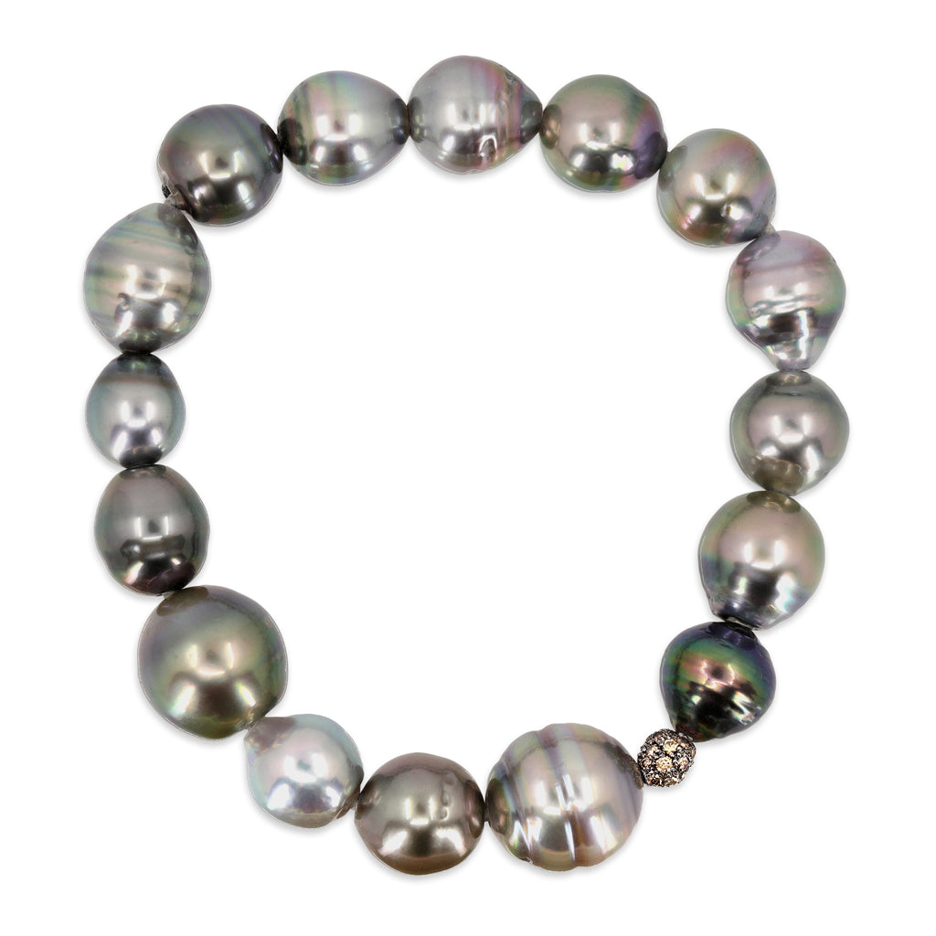 Gellner Multi-Colored Tahitian Cultured Pearl Diamond Stretch Bracelet
