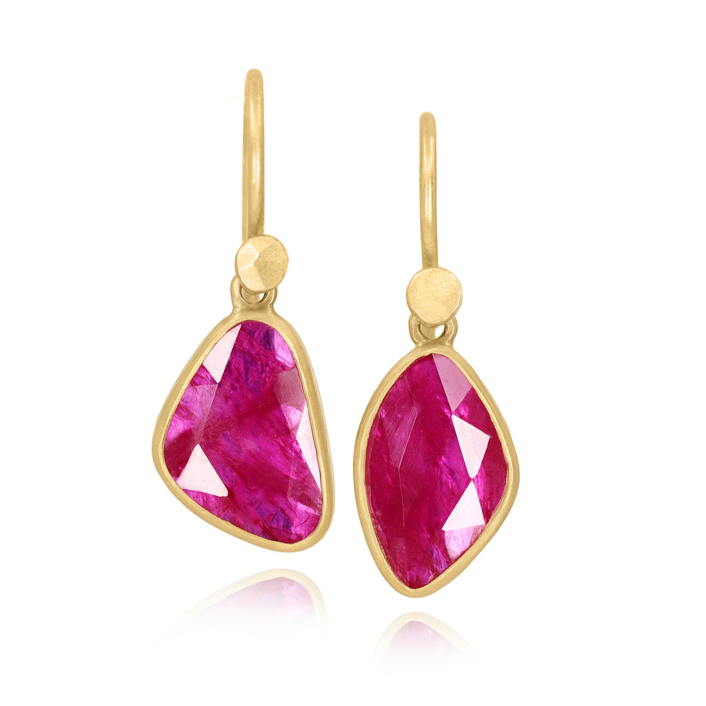 Lola Brooks Faceted Mozambique Ruby Gold Pebble Drop Earrings