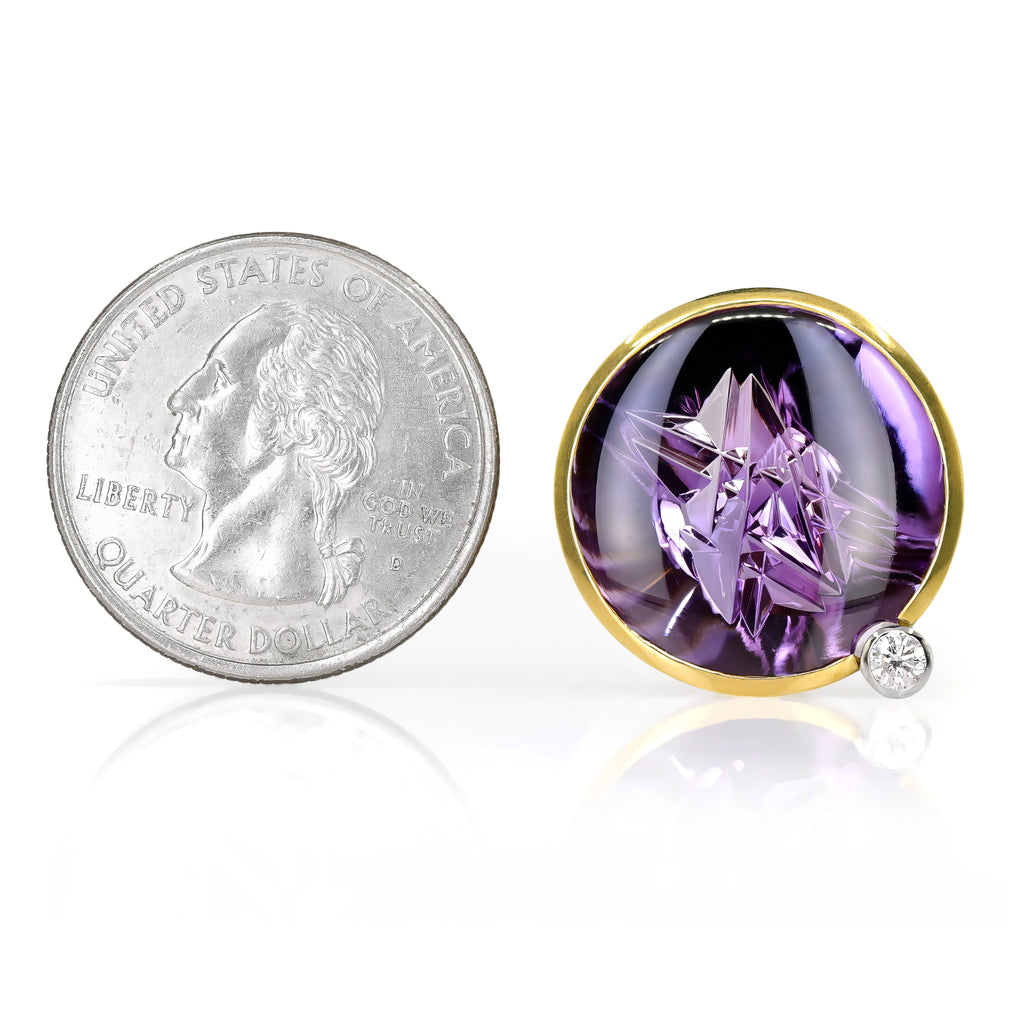 Atelier Munsteiner 18.70 Carat Amethyst Diamond Gold Platinum Pendant Necklace