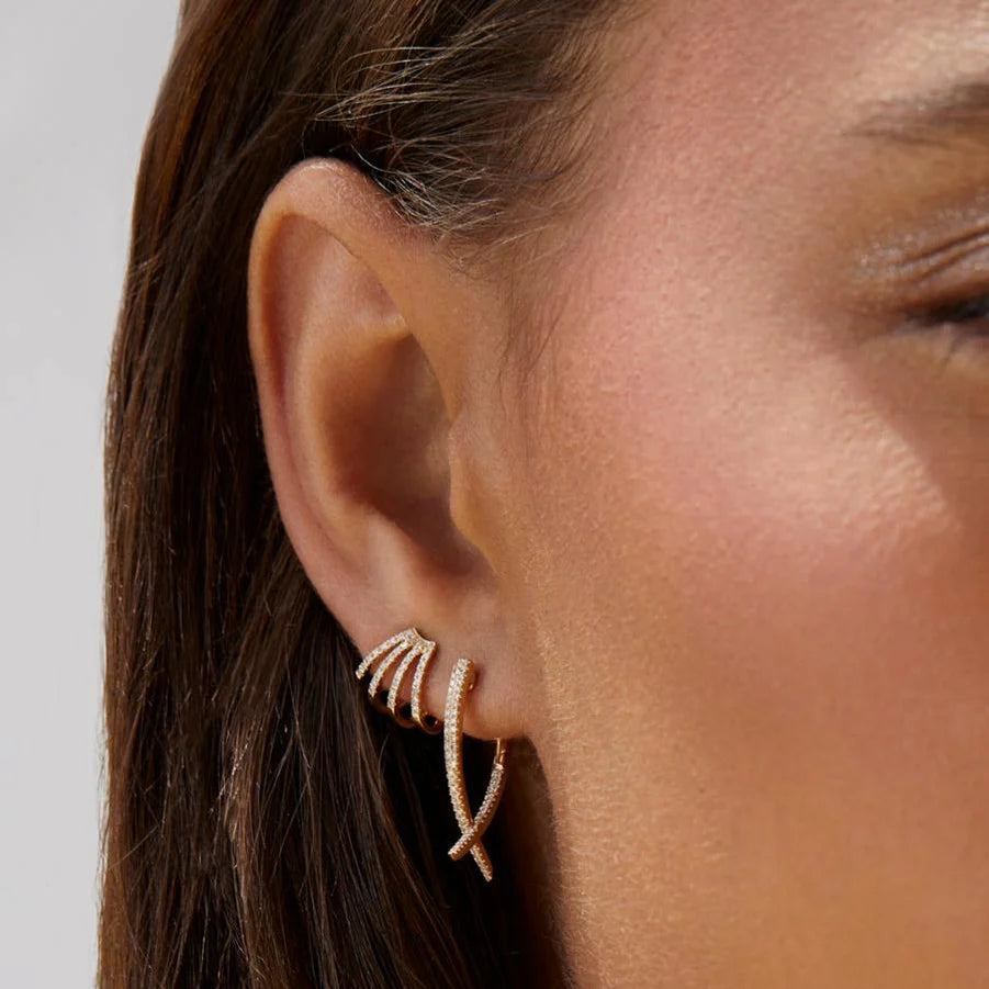 Diamond Loop Hoop Gold Earrings