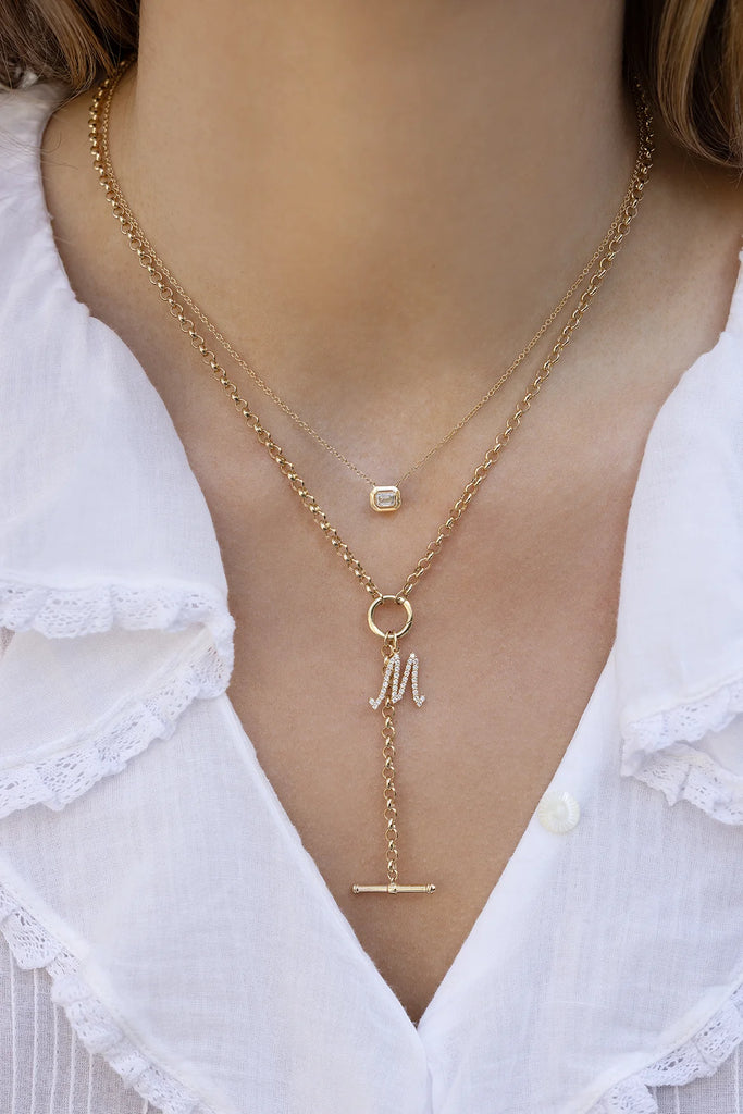 Emerald Cut Diamond Gold Necklace