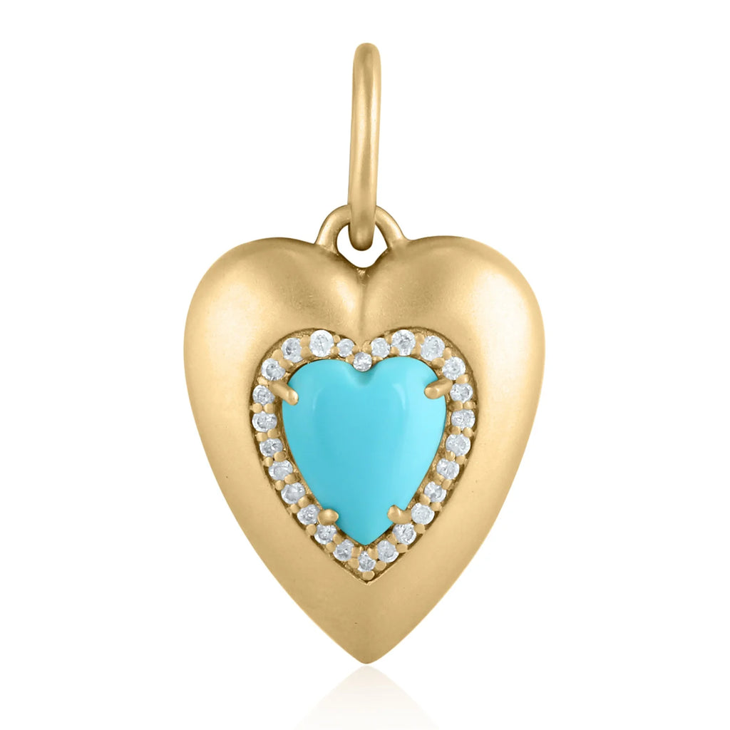 Liza Beth Turquoise Diamond Gold Heart Charm