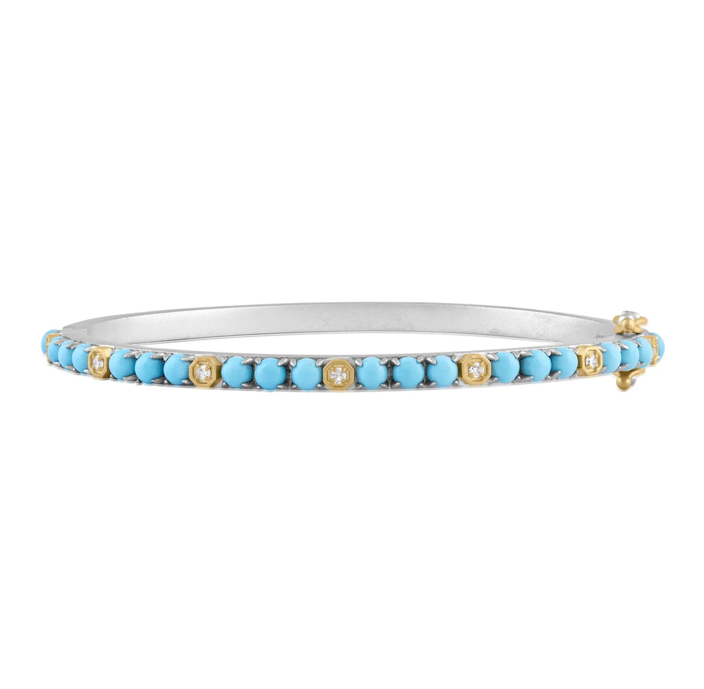 Liza Beth Turquoise Diamond Gold Sterling Silver Bangle Bracelet