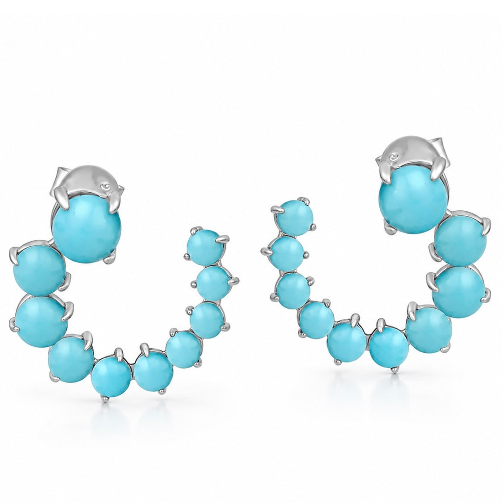Liza Beth Turquoise Silver Bypass Hoop Earrings
